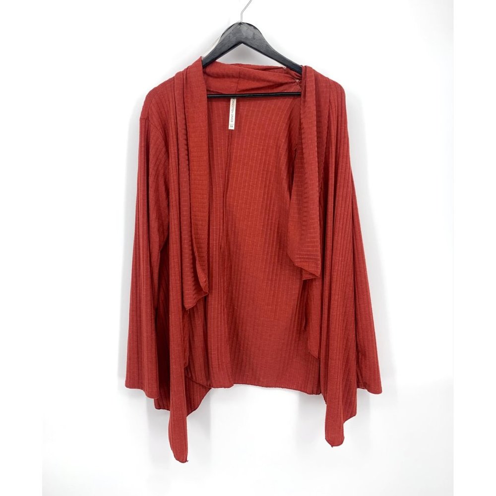 Forgotten Grace Ribbed Drape Open Front Cardigan NEW size 1X